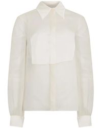Alberta Ferretti - Bib-Detail Silk Shirt - Lyst