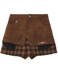 Musium Div. - Layered Check-Print Mini Shorts - Lyst