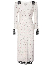 POST MERIDIEM - Lace-Trimmed Floral-Print Midi Dress - Lyst