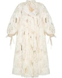 ANOUKI - Midi-Jurk Met Ruchekraag En Borduurwerk - Lyst