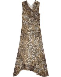 Ganni - Leopard Print Midi Dress - Lyst