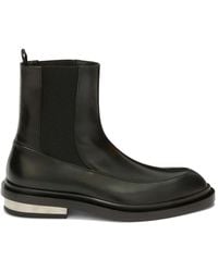 Jil Sander - Leather Slip-On Almond-Toe Ankle Boots - Lyst