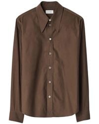 Lemaire - Chemise À Col Pointu En Soie De Coton Délavé - Lyst