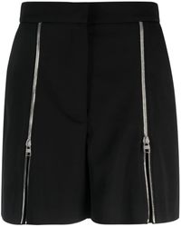 McQueen - Zip-Embellished Wool Shorts - Lyst