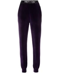 Philipp Plein - Logo-Waistband Velvet Track Pants - Lyst