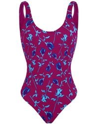 Vilebrequin - Floral-Print Deep-Neckline Swimsuit - Lyst