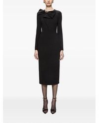 Nissa - Lurex Crepe Bow-Detail Midi Dress - Lyst