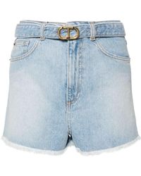 Twin Set - Short en jean à taille ceinturée - Lyst
