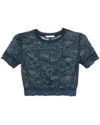 Patrizia Pepe - T-Shirt Crop À Empiècement En Dentelle - Lyst