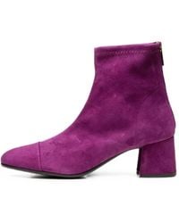 Poche Paris - Suede Block-Heel Ankle Boots - Lyst