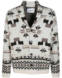 Amaranto - Geometric-Pattern Shawl-Collar Cardigan - Lyst
