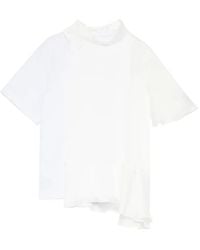 Sacai - Asymmetric Panelled T-Shirt - Lyst