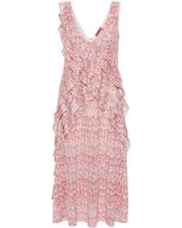 Missoni - Zigzag Ruffled Midi Dress - Lyst