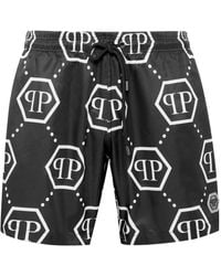 Philipp Plein - Monogram Drawstring Swim Shorts - Lyst