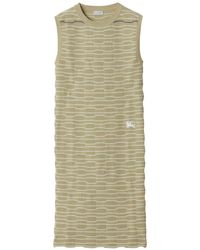 Burberry - Embroidered-logo Ribbed Mini-dress - Lyst