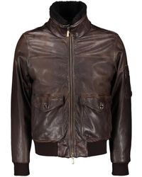 Moorer - Shearling-Collar Leather Bomber Jacket - Lyst