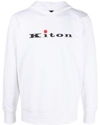 Kiton - Logo-print Cotton Hoodie - Lyst
