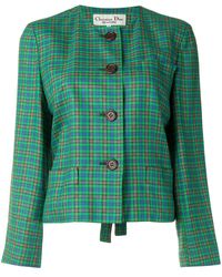 Dior Blazer monopetto a quadri Pre-owned - Verde