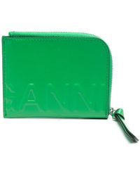 Ganni Kleines Portemonnaie mit Prägung - Grün