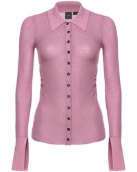Pinko - Ribbed-knit Lurex Shirt - Lyst