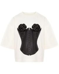 Hamza - Corsage-T-Shirt mit Blumenapplikation - Lyst