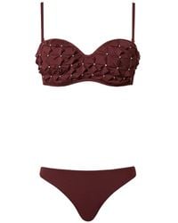 Twinset - Embroidered Bandeau Bikini Top And Briefs - Lyst