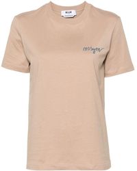 MSGM - T-shirt Met Geborduurd Logo - Lyst