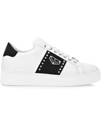 Philipp Plein - Logo-Plaque Leather Sneakers - Lyst