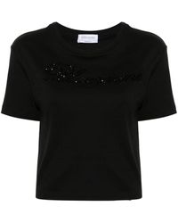 Blumarine - T-shirt en coton à ornements strassés - Lyst