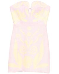 Cala De La Cruz - Jolie Strapless Graphic-Print Mini Dress - Lyst