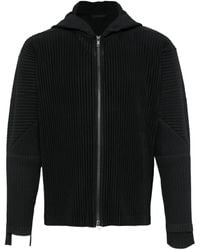 Homme Plissé Issey Miyake - Homme Plisse' Issey Miyake Pleated Zipped Hoodie - Lyst