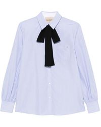 Valentino Garavani - Bow-Detail Pinstriped Shirt - Lyst