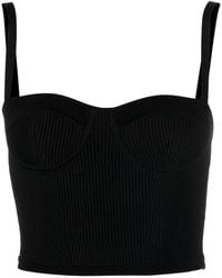 McQueen - Bustier-Style Ribbed Crop Top - Lyst