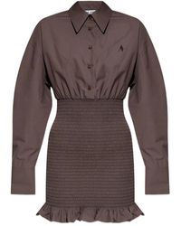 The Attico - Gesmockte Mini-Jurk Met Ruches - Lyst