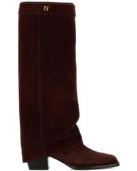 Fendi - Minerva Logo-Plaque Boots - Lyst