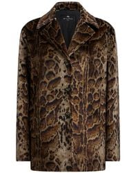 Etro - Cropped Velvet Coat With Leopard Motif - Lyst