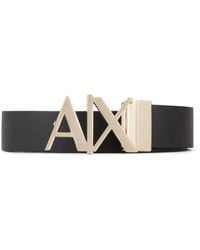 ARMANI EXCHANGE - Logo-Buckle Leather Belt - Lyst