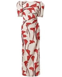 Carolina Herrera - Floral-Print Puff-Sleeve Maxi Dress - Lyst