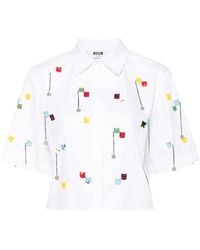 MSGM - Bead-embellished Cotton Shirt - Lyst