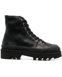 Bespaar 43% Proenza Schouler Leer Combat Boots Met Chunky Zool in het Zwart Dames Schoenen voor voor Laarzen voor Platte laarzen 