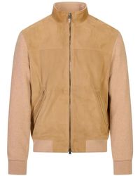 Canali - Gerippte Jacke Mit Wildledereinsätzen - Lyst