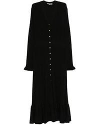Maje - Robe Mi-Longue En Maille Côtelée À Volants - Lyst