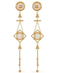 Balmain - Brass And Pearl Pendant Earrings - Lyst