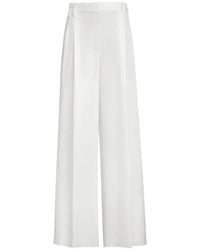 Brunello Cucinelli - Viscose And Linen Fluid Twill Wide Trousers With Monili - Lyst