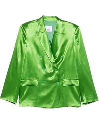 Erika Cavallini Semi Couture - Blazer Satiné À Boutonnière Croisée - Lyst