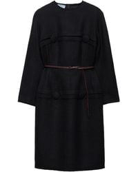 Prada - Button-Detailed Wool Midi Dress - Lyst