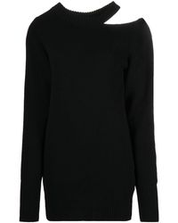 Sacai - Cut-Out Shoulder Rib-Knit Sweater - Lyst