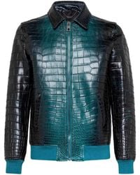 Billionaire - Crocodile Bomberjack Met Shirtkraag - Lyst