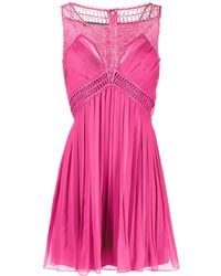 Alberta Ferretti - Embroidered Pleated Silk-Chiffon Minidress - Lyst