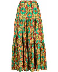 La DoubleJ - Big Graphic-Print Tiered Skirt - Lyst